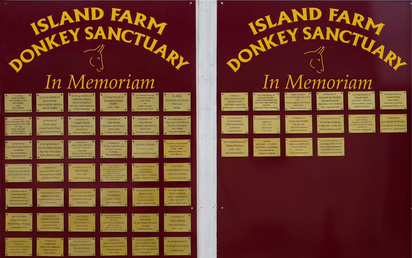 Memorial Wall at Island Farm Donkey Sanctuary
