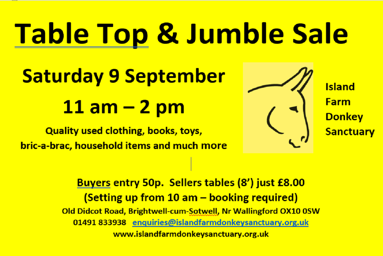 Poster detailing times and dates for table top sales