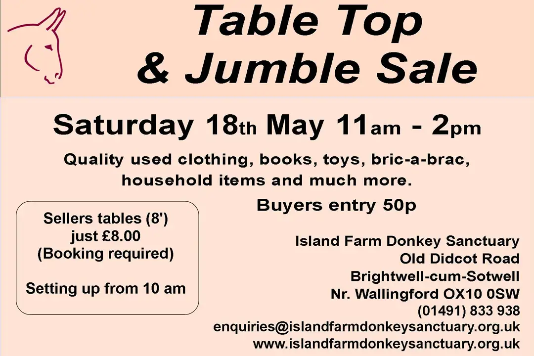 Island Farm Donkey Sanctuary Table Top Sale 18th May 2024