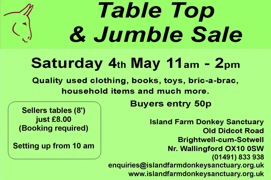 Island Farm Donkey Sanctuary Table Top Sale 4th May 2024